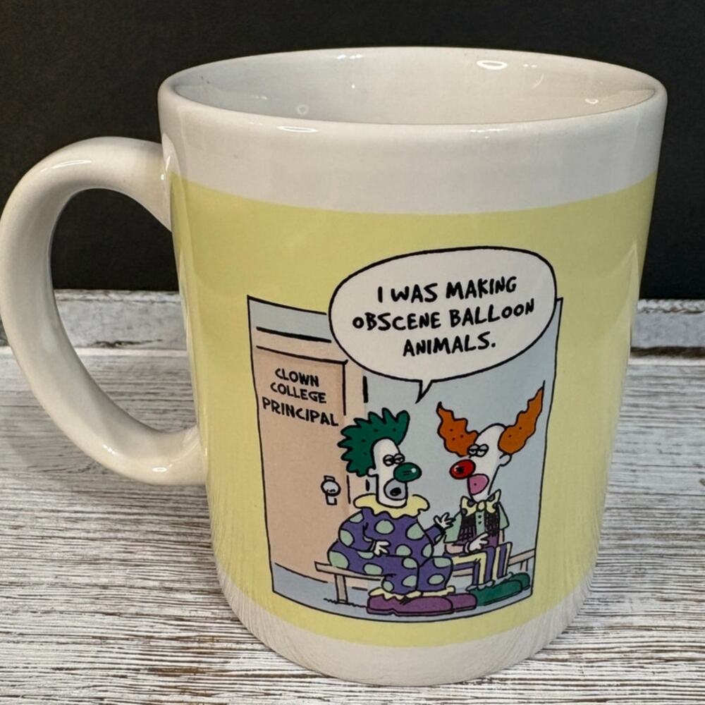 Kalan Adult Humor Clown Mug Vintage "Clown Therapy"